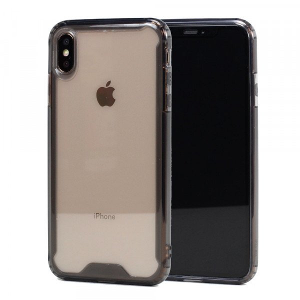 Wholesale iPhone Xs Max Clear Armor Hybrid Transparent Case (Smoke)